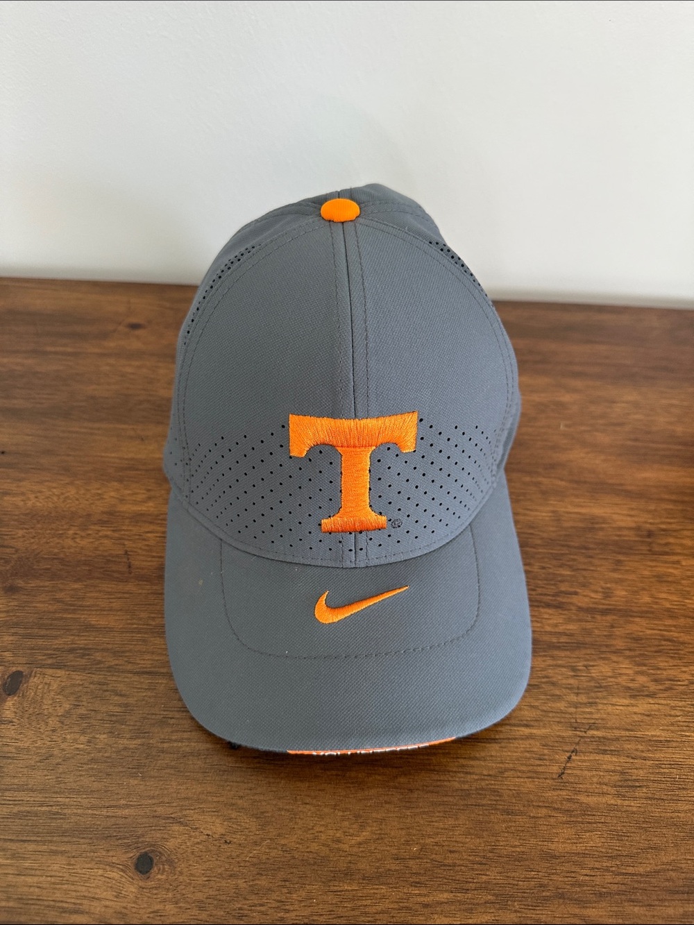 Nike Kids Gray Hat with Orange Embroidered T & Swoosh